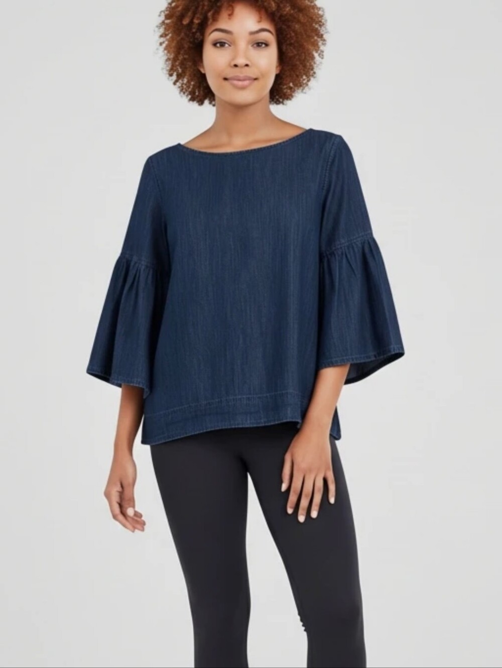 Lauren Ralph Lauren Indigo Denim Bell Sleeve Blouse